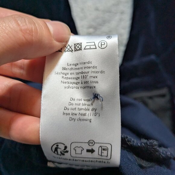 Sezane Velvet Pants Florentino Trousers Wide Leg Navy Size 12 XXL 44 - Picture 7 of 12